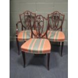 A set of ten Hepplewhite style dining chairs