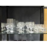 Six tumblers with water glasses, wine glasses of varying sizes