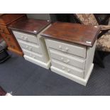 A pair of painted bedside chests, each with three drawers, 51cm wide, 30cm deep, 62cm high