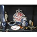 A modern chinese moon flask and various modern oriental china