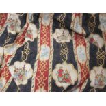 Two pairs of printed cotton interlined curtains, decorated with Chinese patterns, drop 200cm x 120cm