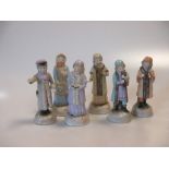 Six porcelain model carol singers, Shelley M.L.Attwell warming dish with cover, etc (11)