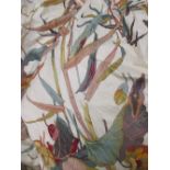 A pair of cotton chintz interlined floral pattern curtains, 8ft approx drops with pelmet