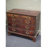 A George III mahogany chest of four graduated long drawers on bracket feet, 36 1/2in