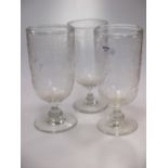 Three continental cut glass celery vases (3)
