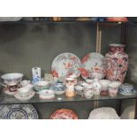 Asian and English teabowls, saucers, cups, vases etc (some damaged)