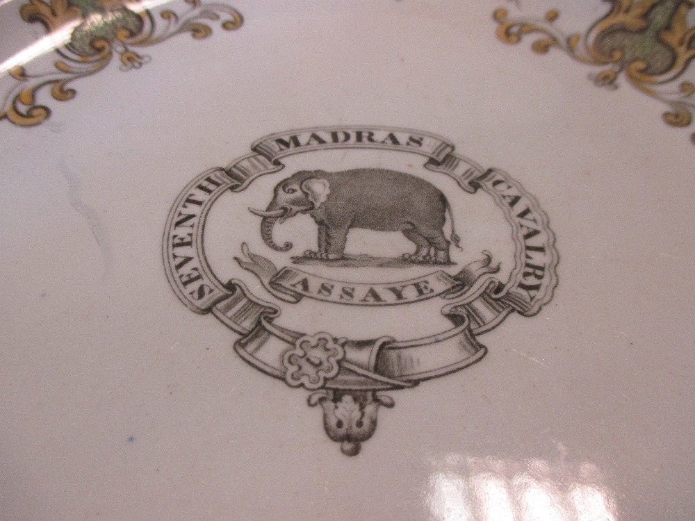 A 19th century Mason's plate decorated with the crest of the 7th Madras cavalry - Image 2 of 3