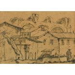 Dutch School, 17th Century View of the back of the Forum charcoal on buff paper 13 x 18cm (5 x