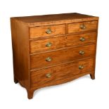 A Regency mahogany chest of drawers, with a caddy top, oval brass handles, on bracket feet 90 x
