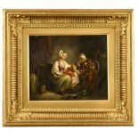 After Jean-Baptiste Greuze (French, 1725-1805) The Motherly Reprimand oil on copper 23 x 28cm (9 x