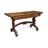 A 19th century Anglo-Indian carved hardwood centre table, with gadroon moulded border, on