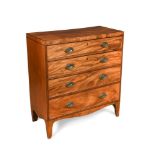 A George IV mahogany chest, of four long drawers, later oval brass handles, on bracket feet 98 x