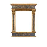 A Tabernacle frame with pediments, in blue and gold with very fine gilding decoration, sight size 33