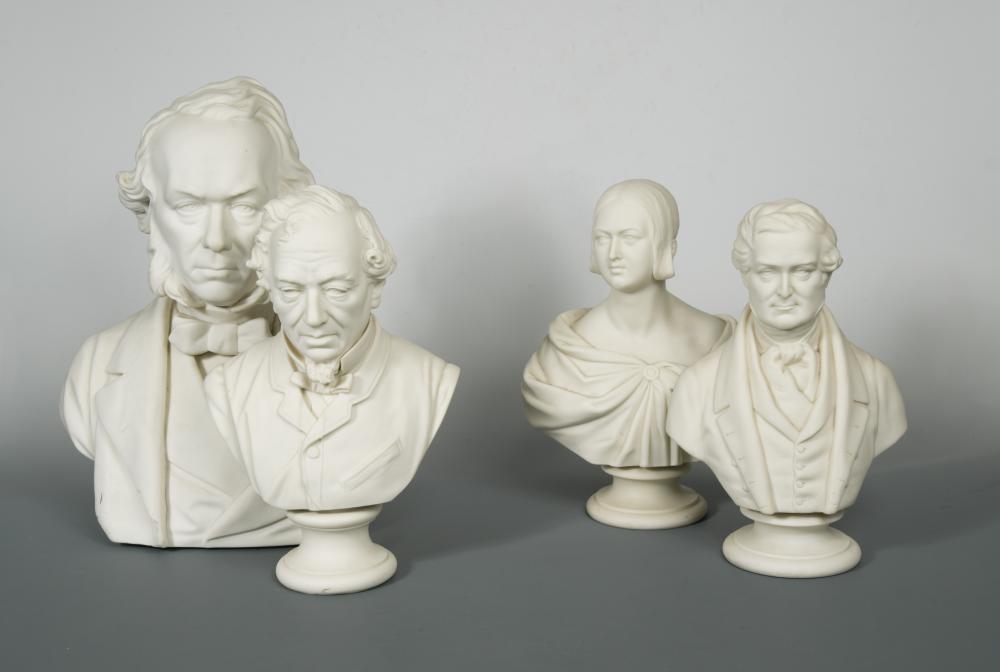 A Parian bust of Benjamin Disraeli, 1st Earl of Beaconsfield (1804-1881), on a socle base, 29cm