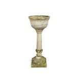 A 19th century marble pedestal jardiniere, with leaf carved bowl 74 x 30cm (29 x 12in)