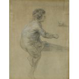 Francis Hayman, RA (British, 1708-1776) Study of a seated boy pencil heightened with white 27.50 x