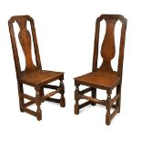 A pair of late 17th century high back oak joint chairs, with vase shaped splat backs (2) 105 x 46