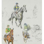 § Peter Biegel (British, 1913-1988) Racing sketches, 1965, 25 x 23 cm (10 x 9in); Paddock