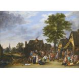 After David Teniers the Younger (Flemish, 1610-1690) The Kermesse at the Half Moon Inn watercolour