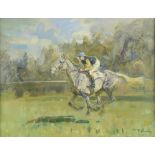 § Peter Biegel (British, 1913-1988) Jockey and a racehorse signed lower right "Peter Biegel" oil