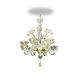 A Murano gilt glass six branch chandelier, with stiff leaves and flowering stems 100cm (39in)