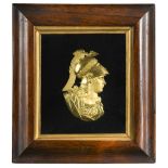 A pair of 19th century gilt metal relief portrait busts, each within rosewood veneered frames (2) 27
