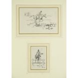 § Peter Biegel (British, 1913-1988) Hunting sketches one signed with initials ink, two framed as