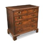 A George III mahogany chest of drawers, fitted four long graduated drawers with brass swan neck