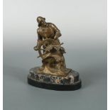 Franz Seifert (Austrian, 1866–1951), a bronze model of a mariner, modelled wrestling with a ship's