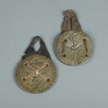 Two 18th century Scottish pewter porter's badges, the first stamped 'James McKay' over anchor 476