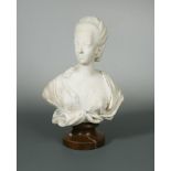 After Augustin Pajou, a marble composite bust of a lady, possibly Marie Antoinette, mounted to a