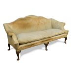 A George II style sofa, with shaped back, on short cabriole legs 94 x 198 x 78cm (37 x 77 x 30in)