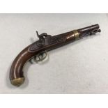 An American Model 1842 Percussion Cap Cavalry Pistol by H Aston, with 21.5cm steel barrel, the