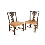 A pair of George III style mahogany dining chairs, (2) 97 x 59cm (38 x 23in) Provenance: Burfield