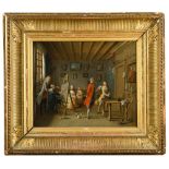 Danish School, 18th Century The interior of an artist's studio, a portrait painter at his easel, the