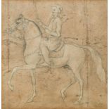 Mughal School, possibly 19th Century, or earlier Horse and rider pencil on paper 16.50 x 16cm (6 x