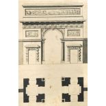 French School, 18th Century Study of a Triumphal Arch - an architectural design and elevation,