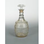 A 19th century double magnum decanter and stopper, with a faceted triple neck and mushroom