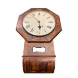 A Victorian walnut and inlaid drop-dial wall timepiece, with a painted dial, Roman numerals with