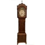 Matt & Co, Cardiff, an early 19th century mahogany longcase clock, with painted arched enamel dial
