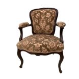 A French Hepplewhite style mahogany armchair, 81cm (32in) high x 47cm (18.5in) wide