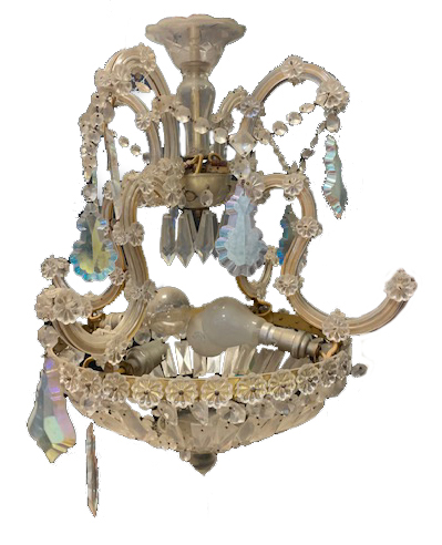 A 20th century moulded and cut glass four branch chandelier, 55cm (21in)