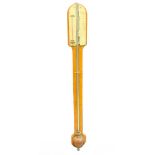 A 19th century oak stick barometer by Negretti & Zambra, 95cm (37.5in) high