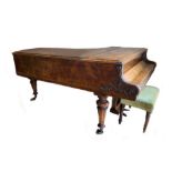 A Broadwood rosewood cased Concert Grand Piano, 1897, frame no 21091, on octagonal, tapering