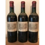 Chateau Lafite, Pauillac 1er Cru 1957, Eschenauer slip labels, 3 btls, levels: 2 below mid shoulder,