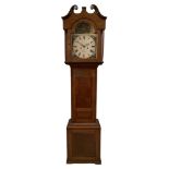 Thos. Beale, Oundle, a 19th century oak and mahogany longcase clock, with a painted arched dial