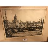 Sir Henry Rushbury R.A. Low Tide at La Rochelle, etching, apparently one of 75 proofs (according