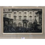 Randolph Schwabe RWS LG NEAC, The Riot, etching, signed below in pencil, 28 x 44cm