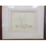 John Wilson Carmichael (British, 1800-1868), Sailing ship with fishermen, signed lower right "J W