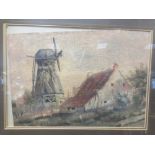 Norwich School, 19th Century, Study of a Windmill and a farm barn, watercolour, 32 x 46cm Loose in